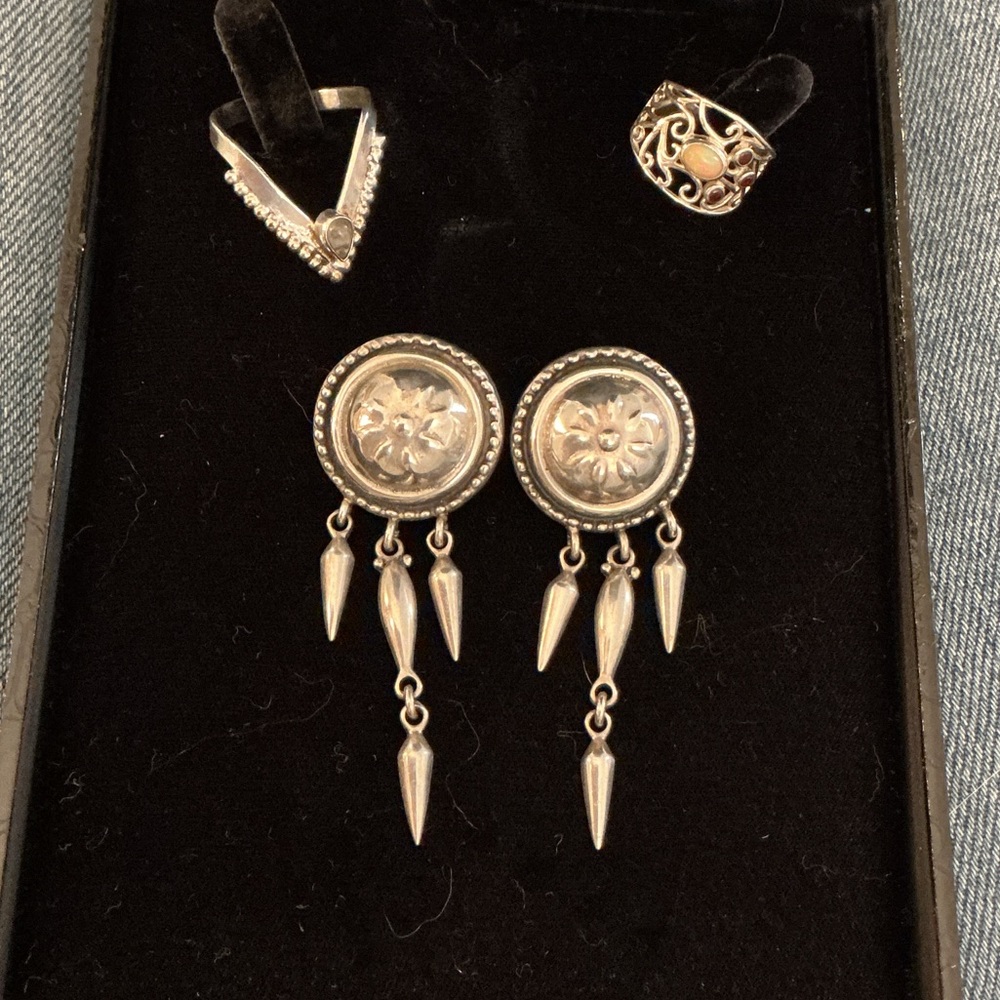 Boho Sterling Earrings WITH Two Sterling Rings